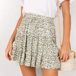 Floral Mini Skirt in Green